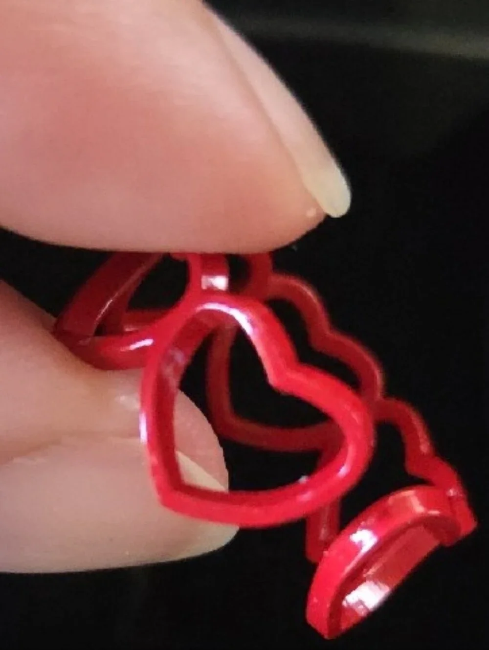 Red Heart Link Resin Ring - Women Jewelry Size 7 Adjustable